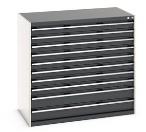 Bott Cubio drawer cabinet with overall dimensions of 1300mm wide x 750mm deep x 1200mm high Cabinet consists of 8 x 100mm and 2 x 150mm high drawers 100% extension drawer with internal dimensions of 1175mm wide x 625mm deep. The drawers have... Bott Workshop Storage Drawer Units1300mmW x 750mmD